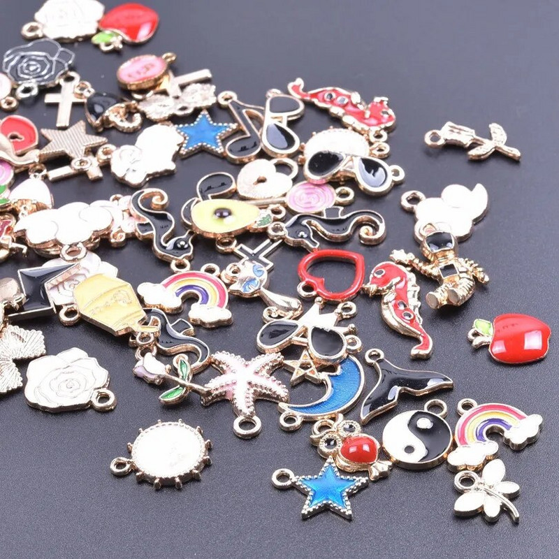 50 kom/lot Nasumično miješani emajlirani privjesci za pribor za izradu nakita Ručno izrađeni ženski muški dodaci Privjesak s kapljicama ulja Komponente privjesaka