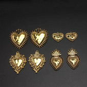 8 τμχ Antique Gold Color Mix Sacred Heart μενταγιόν DIY Charms Κολιέ με καθολικό σκουλαρίκι Κοσμήματα Artifact Making P1600