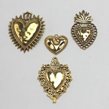 8 τμχ Antique Gold Color Mix Sacred Heart μενταγιόν DIY Charms Κολιέ με καθολικό σκουλαρίκι Κοσμήματα Artifact Making P1600