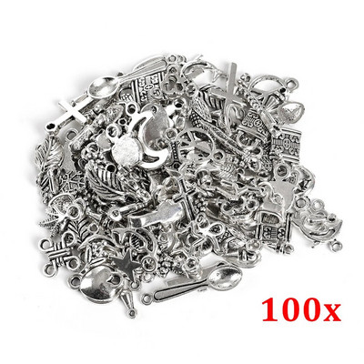 100 komada tibetanskog srebra miješani privjesak privjesak životinje žlica brava metalne perle za DIY izradu nakita narukvica DIY ogrlica obrt