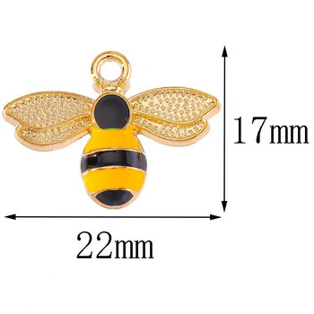 10 τμχ 22*17 χιλιοστά Χρυσό κράμα χρυσού κρεμαστό σμάλτο Bee Oil Dripping Animal Charms for Jewelry Making DIY κολιέ αξεσουάρ