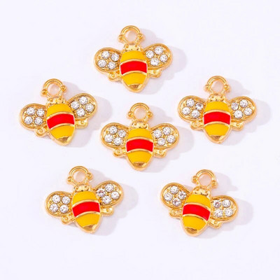 10vnt 22*17mm aukso spalvos lydinio emalio bičių pakabukų aliejus varvantys gyvūniniai pakabukai papuošalams gaminti pasidaryk pats karoliai auskarai aksesuaras