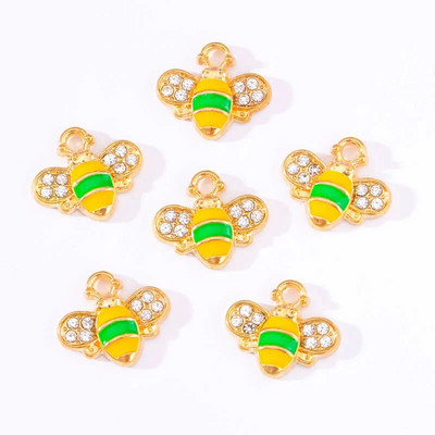 10vnt 22*17mm aukso spalvos lydinio emalio bičių pakabukų aliejus varvantys gyvūniniai pakabukai papuošalams gaminti pasidaryk pats karoliai auskarai aksesuaras