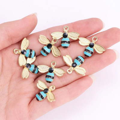 10vnt 22*17mm aukso spalvos lydinio emalio bičių pakabukų aliejus varvantys gyvūniniai pakabukai papuošalams gaminti pasidaryk pats karoliai auskarai aksesuaras