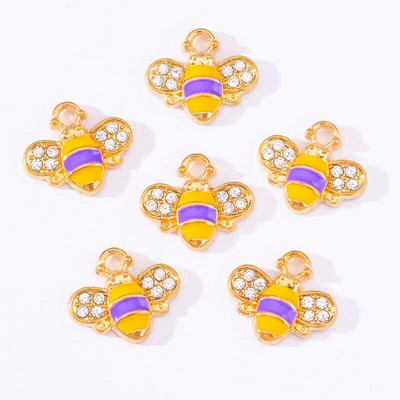 10vnt 22*17mm aukso spalvos lydinio emalio bičių pakabukų aliejus varvantys gyvūniniai pakabukai papuošalams gaminti pasidaryk pats karoliai auskarai aksesuaras