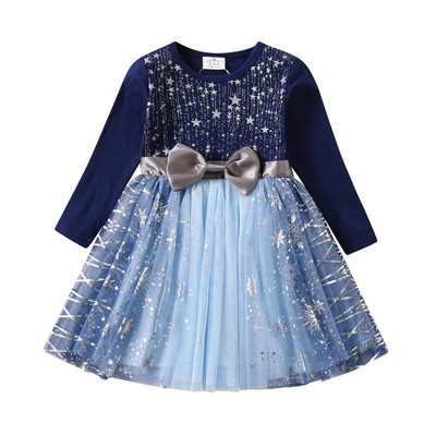 VIKITA Božićna haljina za djevojčice Princess haljine sa šljokicama Dječja čipkasta mrežasta tutu balska haljina Elegantni vestidos Novogodišnja odjeća za djevojčice