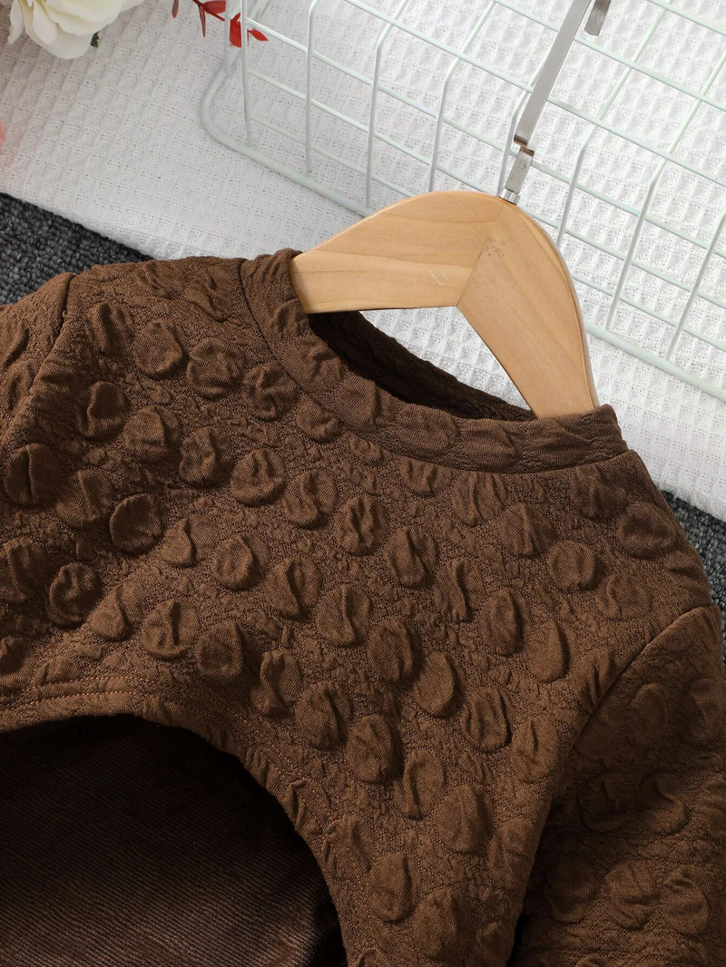 Φόρεμα 1-8 ετών Παιδικό κορίτσι 2 τμχ Σετ ρούχων Καφέ μακρυμάνικο μπλουζάκι + δικτυωτό φόρεμα με σφεντόνα μόδα Φόρεμα φωτογραφίας γενεθλίων για πάρτι