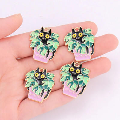 10 tk segatud 9 stiili emaili tilkuv õli kaktus ananass pottidega ripats armas taim käsitsi valmistatud võlu DIY ehted tarvikud käsitöö