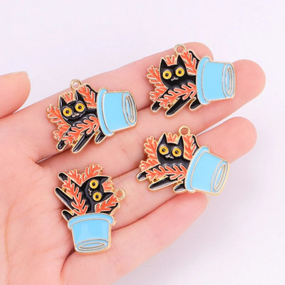 10 tk segatud 9 stiili emaili tilkuv õli kaktus ananass pottidega ripats armas taim käsitsi valmistatud võlu DIY ehted tarvikud käsitöö