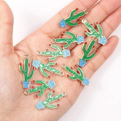 10 tk segatud 9 stiili emaili tilkuv õli kaktus ananass pottidega ripats armas taim käsitsi valmistatud võlu DIY ehted tarvikud käsitöö