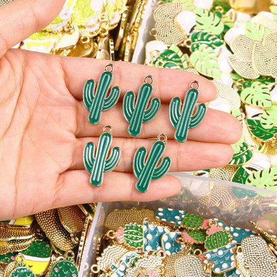 10 tk segatud 9 stiili emaili tilkuv õli kaktus ananass pottidega ripats armas taim käsitsi valmistatud võlu DIY ehted tarvikud käsitöö