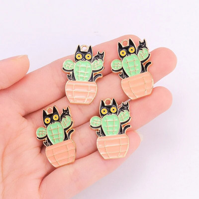 10 tk segatud 9 stiili emaili tilkuv õli kaktus ananass pottidega ripats armas taim käsitsi valmistatud võlu DIY ehted tarvikud käsitöö