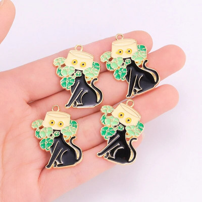 10 tk segatud 9 stiili emaili tilkuv õli kaktus ananass pottidega ripats armas taim käsitsi valmistatud võlu DIY ehted tarvikud käsitöö