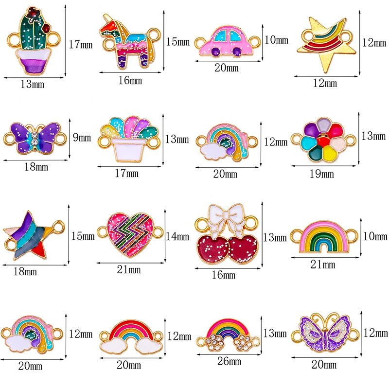 20 τμχ Πολύχρωμο γκλίτερ πεταλούδα λουλούδι καρδιές άλογο μενταγιόν γλυκά γούρια DIY βραχιόλι κολιέ Σύνδεσμος αξεσουάρ Κοσμήματα