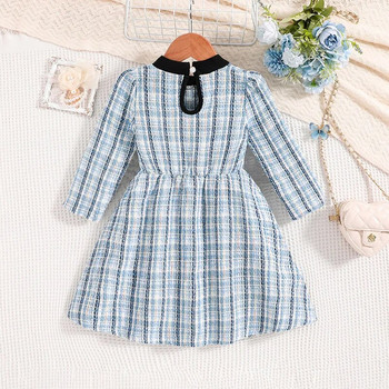 Φθινόπωρο νέο φόρεμα 2023 Παιδικά κορίτσια 4-7 ετών Κορίτσια μακρυμάνικο φόρεμα με μικρό άρωμα σε μπλε κομψό φόρεμα διακοπών