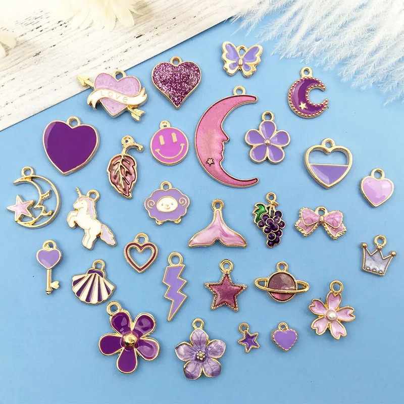 30 vnt. mišrios mielos emalio širdelės gyvūnai pakabukai gėlės vaisiai vaivorykštės pakabukai, skirti pasidaryk pats papuošalams gaminti