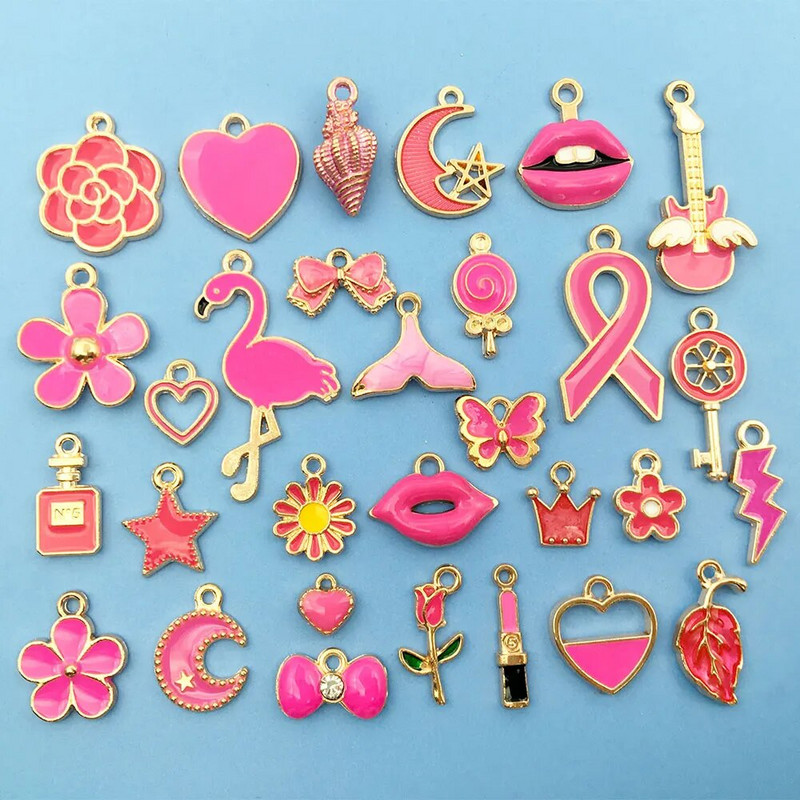 30 vnt. mišrios mielos emalio širdelės gyvūnai pakabukai gėlės vaisiai vaivorykštės pakabukai, skirti pasidaryk pats papuošalams gaminti