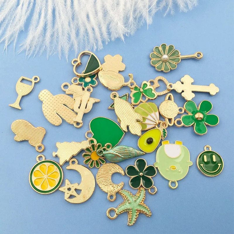 30 vnt. mišrios mielos emalio širdelės gyvūnai pakabukai gėlės vaisiai vaivorykštės pakabukai, skirti pasidaryk pats papuošalams gaminti