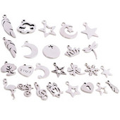 30 kom/lot Privjesci koji ne blijede od nehrđajućeg čelika 316 Perje List Mjesec Zvijezda Srce Za ogrlicu privjesak privjesak Izrada nakita diy