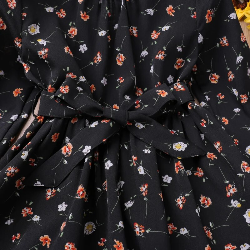 Humor Bear Haljina za djevojčice Jesenska haljina princeze s cvjetnim rukavima Dječja odjeća S mašnom pojasom Dječja haljina za 2-6 godina