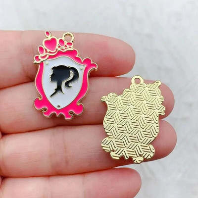 10 τμχ Χαρακτήρες κινουμένων σχεδίων Ροζ Γούρια από σμάλτο για κορίτσια Μεταλλικά σκουλαρίκια Κρεμαστό κόσμημα Αξεσουάρ DIY