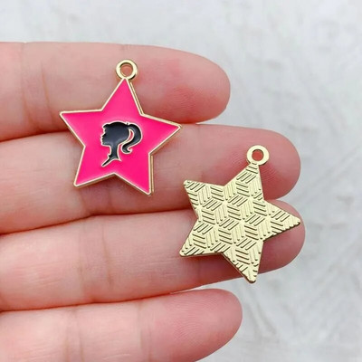 10 τμχ Χαρακτήρες κινουμένων σχεδίων Ροζ Γούρια από σμάλτο για κορίτσια Μεταλλικά σκουλαρίκια Κρεμαστό κόσμημα Αξεσουάρ DIY