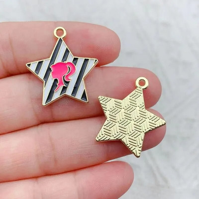 10 τμχ Χαρακτήρες κινουμένων σχεδίων Ροζ Γούρια από σμάλτο για κορίτσια Μεταλλικά σκουλαρίκια Κρεμαστό κόσμημα Αξεσουάρ DIY