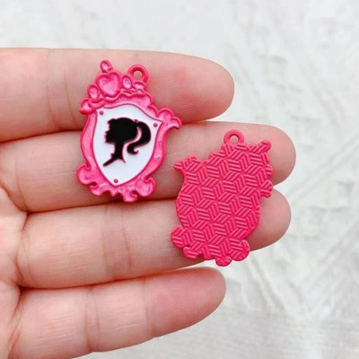 10 τμχ Χαρακτήρες κινουμένων σχεδίων Ροζ Γούρια από σμάλτο για κορίτσια Μεταλλικά σκουλαρίκια Κρεμαστό κόσμημα Αξεσουάρ DIY