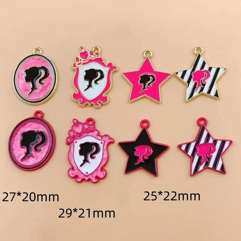 10 τμχ Χαρακτήρες κινουμένων σχεδίων Ροζ Γούρια από σμάλτο για κορίτσια Μεταλλικά σκουλαρίκια Κρεμαστό κόσμημα Αξεσουάρ DIY