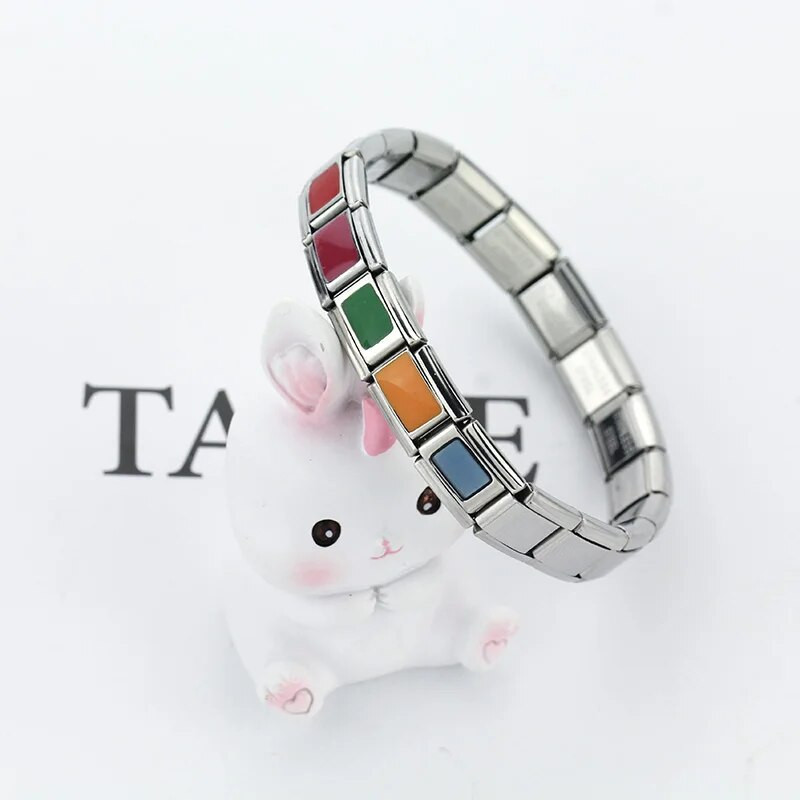 Hapiship Uus originaal Daisy Must Valge Sinine Värv Itaalia Links Charm Fit 9mm Käevõru roostevabast terasest ehete tegemine DJ067