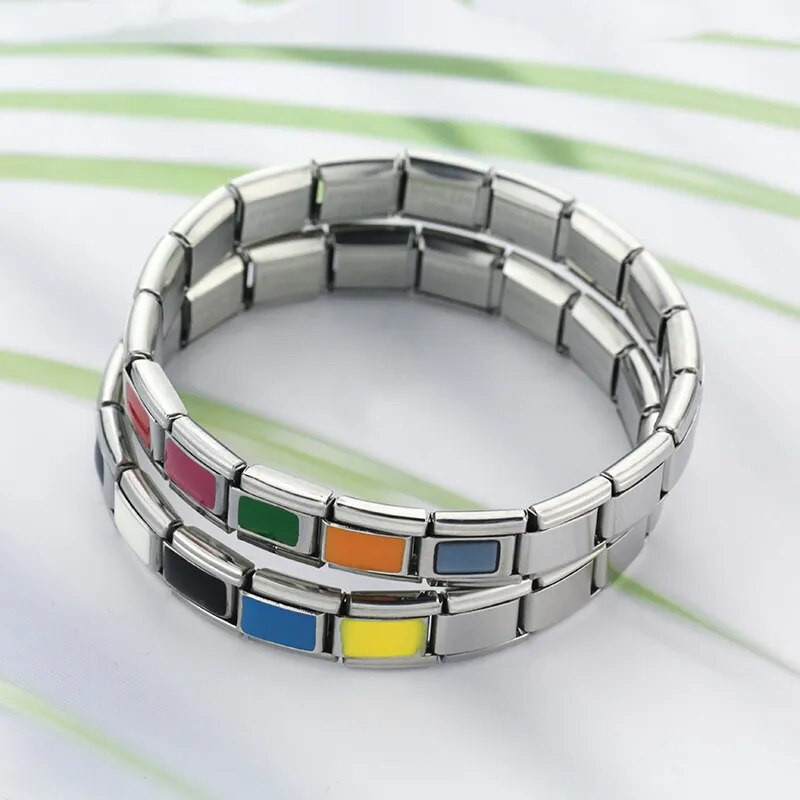 Hapiship Uus originaal Daisy Must Valge Sinine Värv Itaalia Links Charm Fit 9mm Käevõru roostevabast terasest ehete tegemine DJ067