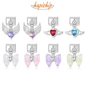 Hapiship Fashion New Bow Knot Angel Wings Shiny CZ Link Italian Charm Fit 9mm Narukvica od nehrđajućeg čelika Izrada DIY nakita DJ652