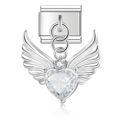 Hapiship Fashion New Bow Knot Angel Wings Shiny CZ Link Italian Charm Fit 9mm Narukvica od nehrđajućeg čelika Izrada DIY nakita DJ652