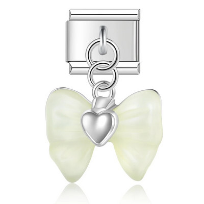 Hapiship Fashion New Bow Knot Angel Wings Shiny CZ Link Italian Charm Fit 9mm Narukvica od nehrđajućeg čelika Izrada DIY nakita DJ652