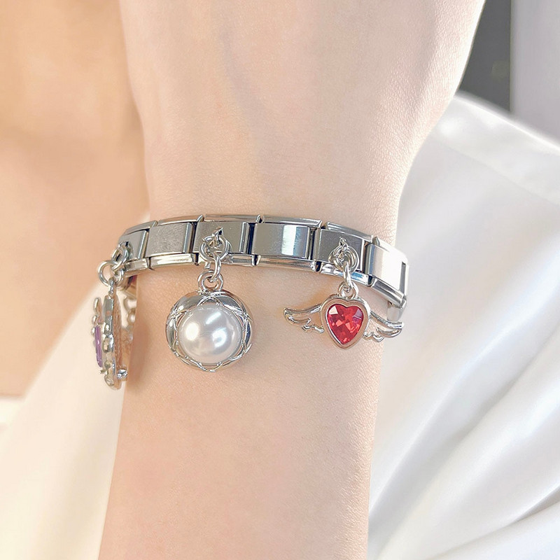 Hapiship Fashion New Bow Knot Angel Wings Shiny CZ Link Italian Charm Fit 9mm Narukvica od nehrđajućeg čelika Izrada DIY nakita DJ652