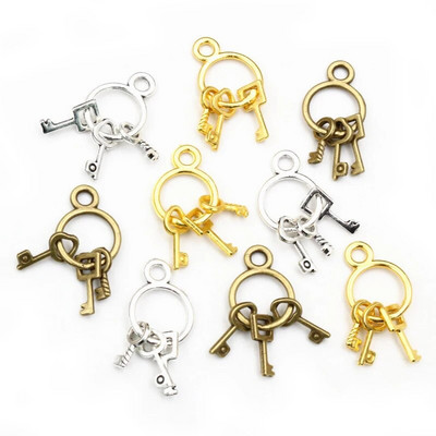 24X13mm 10kom Antikno posrebreni brončani pozlaćeni privjesak za ključeve Ručno izrađeni privjesci Privjesak: Uradi sam za narukvicu ogrlicu