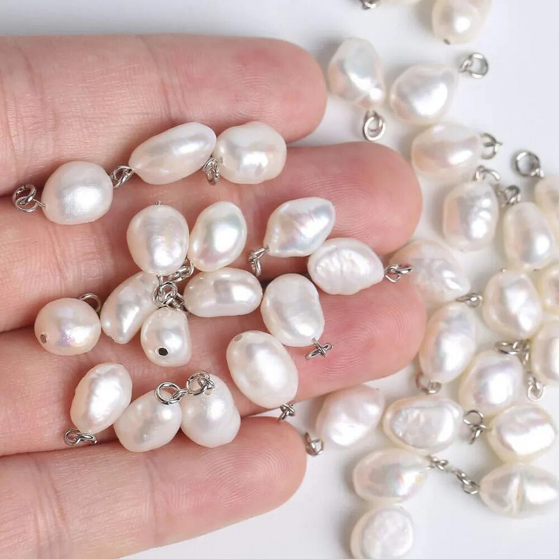 10 τεμ./Παρτίδα Χονδρική γοητεία από φυσικό μαργαριτάρι από ανοξείδωτο χάλυβα κοσμήματα κατασκευής βραχιόλι κολιέ DIY Bead Findings
