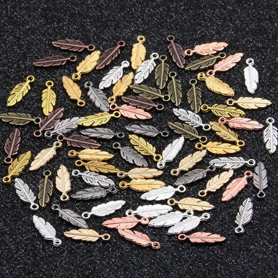 80gab 5*15mm 9 krāsu vairumtirdzniecība MINI spalvu piekariņi Jauns metāla cinka sakausējuma dzīvnieku kulons DIY roku darbs amatniecības darinājumi