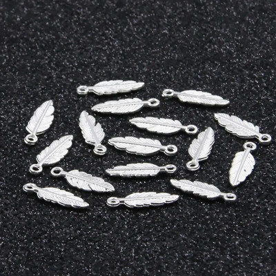 80 vnt 5 * 15 mm 9 spalvų didmeninė prekyba MINI plunksnų pakabukai Nauji metaliniai cinko lydinio gyvūniniai pakabukai „Pasidaryk pats“ rankų darbo amatų gaminiai