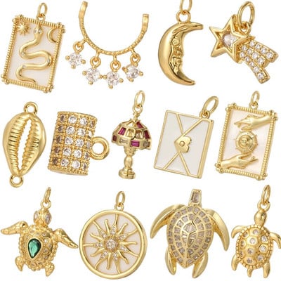 Sun Moon Star Charms за изработка на бижута Сладка костенурка Змия Dijes Направи си сам обеци Гривна Колие Златен цвят Отлично качество