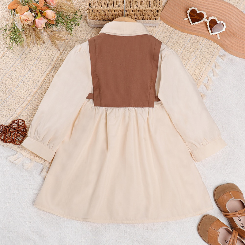 Bear Leader φόρεμα για κορίτσια για την άνοιξη και το φθινόπωρο Νέα μόδα Πόλο γιακά με κορδόνια φόρεμα μακρυμάνικο Παιδικά casual ρούχα