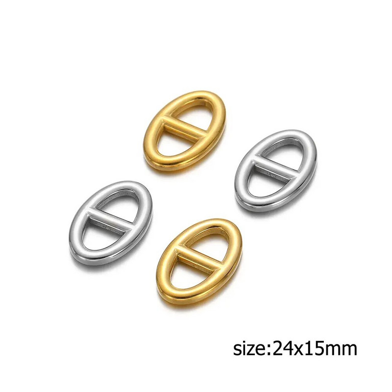5 τμχ Ανοξείδωτο ατσάλι Pig Snout Charms 15x24mm Θήτα μενταγιόν για DIY κολιέ Βραχιόλι Συνδέσεις Κούμπες Κατασκευή κοσμημάτων