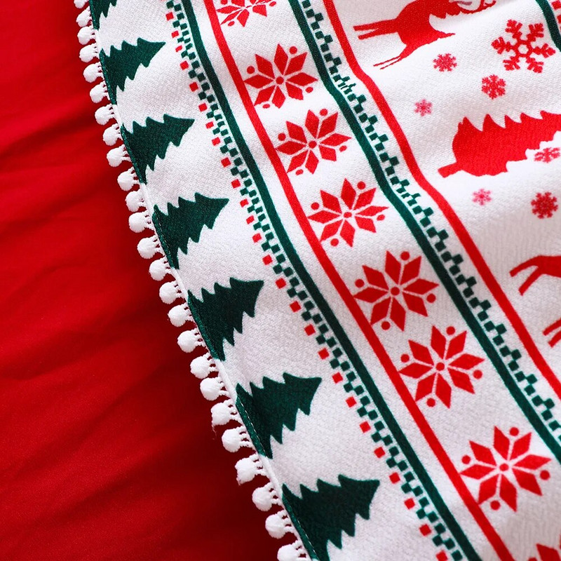 Prowow 3-7Y Vaikiškos kalėdinės suknelės mergaitėms Red Deers spausdinta suknelė su diržu Naujųjų metų kostiumas vaikams Kalėdiniai drabužiai