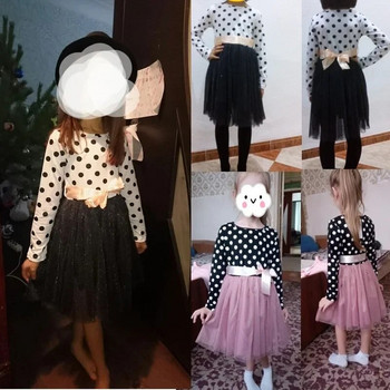 Φθινοπωρινά χειμωνιάτικα παιδικά φορέματα για κορίτσια πουά μακρυμάνικο φόρεμα πριγκίπισσας Βραδινά πάρτι γενεθλίων Παιδικά ρούχα 3-8Τ