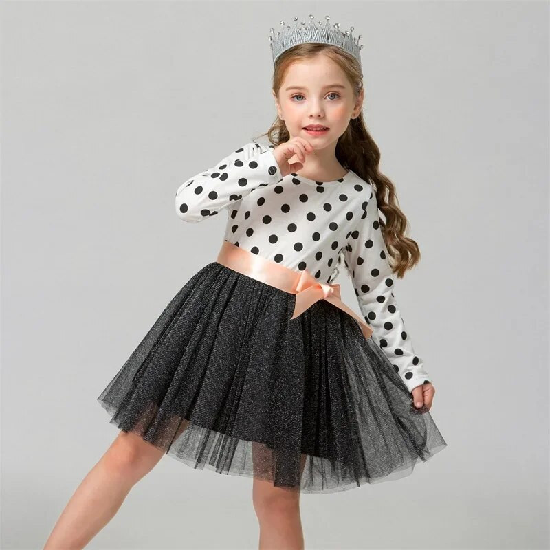 Jesen Zima Dječje haljine za djevojčice Tufnasta haljina princeze dugih rukava Rođendanska večernja maturalna haljina Dječja odjeća 3-8T