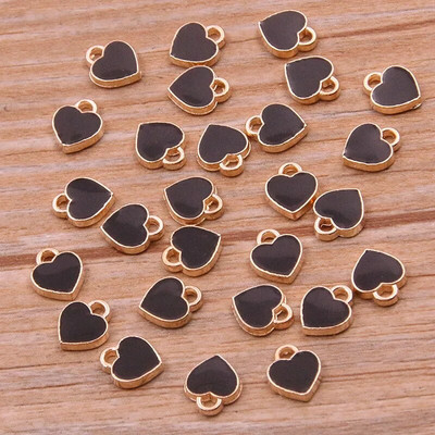 50PCS 6*8mm 10 Χρώμα κράμα μετάλλου Oil Small Heart Charms Χρυσό μενταγιόν KC For DIY Βραχιόλι Κολιέ Κατασκευή κοσμημάτων