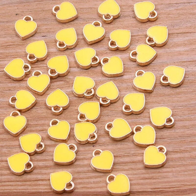 50PCS 6*8mm 10 Χρώμα κράμα μετάλλου Oil Small Heart Charms Χρυσό μενταγιόν KC For DIY Βραχιόλι Κολιέ Κατασκευή κοσμημάτων