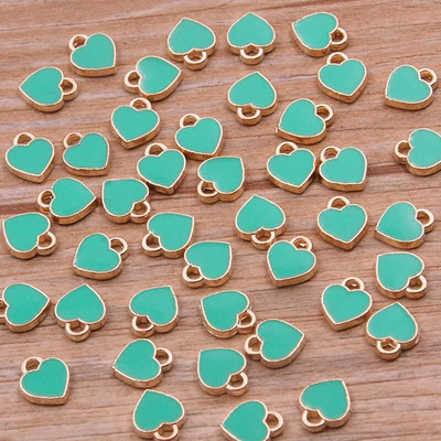 50PCS 6*8mm 10 Χρώμα κράμα μετάλλου Oil Small Heart Charms Χρυσό μενταγιόν KC For DIY Βραχιόλι Κολιέ Κατασκευή κοσμημάτων