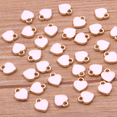 50PCS 6*8mm 10 Χρώμα κράμα μετάλλου Oil Small Heart Charms Χρυσό μενταγιόν KC For DIY Βραχιόλι Κολιέ Κατασκευή κοσμημάτων