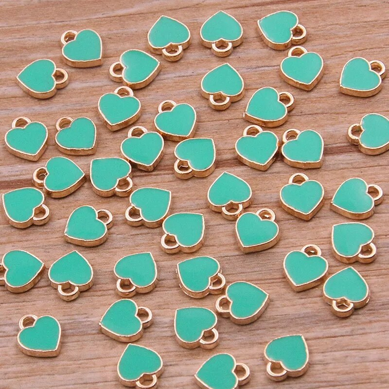 50PCS 6*8mm 10 Χρώμα κράμα μετάλλου Oil Small Heart Charms Χρυσό μενταγιόν KC For DIY Βραχιόλι Κολιέ Κατασκευή κοσμημάτων